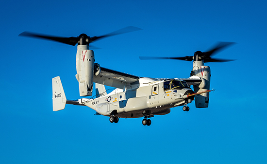Primo volo del BELL BOEING CMV-22B Osprey per la US Navy, in futuro sotituirà progressivamente i C-2A Greyhound.